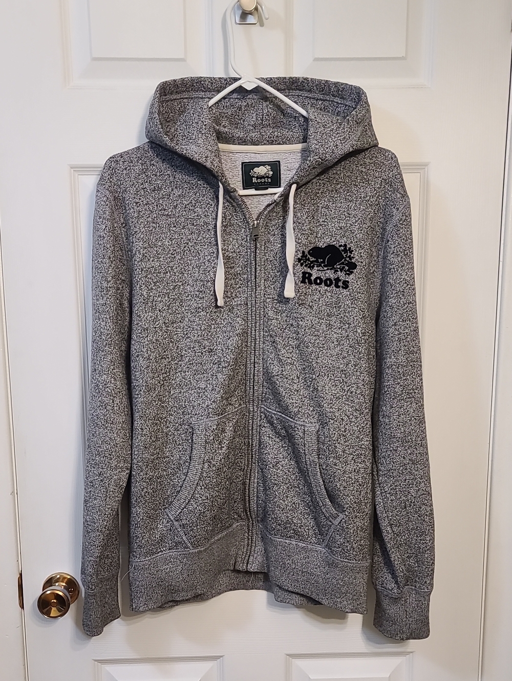 Roots Organic Original Salt & Pepper Full Zip Hoodie Mens Unisex Classic Canada